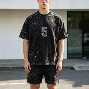 Conjuntos de camiseta de alta calidad para hombre, conjuntos de dos piezas de manga corta y pantalones cortos de 450 g/m² para hombre, 100 % algodón de rizo, conjuntos casuales de verano - Product Image 3