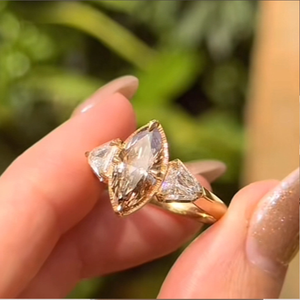 ANSTER Fine Jewelry Bague personnalisée VVS D Marquise 3ct Fancy Brown Lab Grown Diamond Ring avec IGI 18K Gold Ring Unique Design - Product Image 2