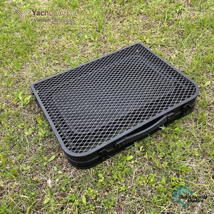 Table de camping pliante en maille avec étagères latérales, support pour barbecue extérieur, utilisation avec un réchaud à charbon de bois - Product Image 3