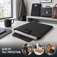 Housse pour ordinateur portable en néoprène, étui pour tablette, pochette de protection, étui pour ordinateur portable avec rabat à boucle pour le bureau, les déplacements et les voyages
