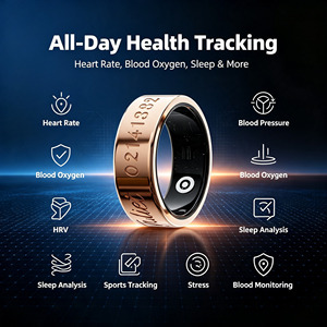 Anneau intelligent étanche IP68 personnalisé, compatible Android et iOS, moniteur de sommeil et d'activité, tracker de santé avec étui de charge magnétique Roma - Product Image 3