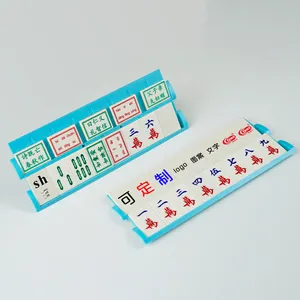 OEM Set permainan ubin dan rak persegi panjang pola cetak blok LOGO plastik Israel Mahjong Rumi Cube