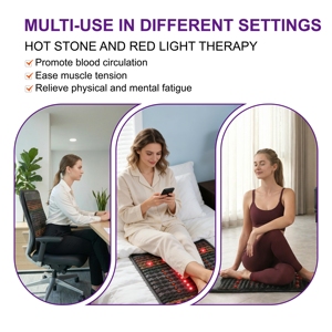 Luxuryade B85 Mini Size Gemstone PEMF Crystal Chakra Mat Amethyst Photon Red Light <span class=keywords><strong>Therapy</strong></span> Infrared Massage Mattress. - Product Image 5