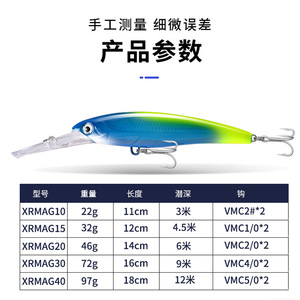 <span class=keywords><strong>Rapala</strong></span> al por mayor para señuelos de pesca de arrastre importados XRMAG Deep Sea Ranger Wide Mouth Diving Minnow UV Color Hard Bait Bionic - Product Image 2