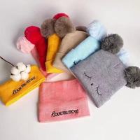 Ensemble bonnet et écharpe tricotés pour bébé, motif jacquard, automne-hiver, avec pompon mignon, pour garçons et filles