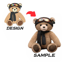 Topi Kacamata Boneka Beruang Teddy yang Dapat Disesuaikan - Boneka Plush Super Lembut yang Dipersonalisasi, Mainan Hewan Lucu yang Menggemaskan untuk Menghilangkan Stres