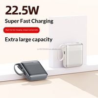 Mini Power Bank 20000mAh 22.5W PD Charge Rapide Câbles Intégrés Double Port Affichage LED Chargeur Portable de Voyage Design Tendance