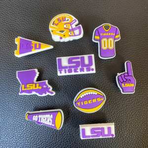 Aksesori sepatu karet tim sepak bola <span class=keywords><strong>Lsu</strong></span> Tigers, hiasan sepatu karet PVC cantik Amerika untuk hadiah pesta - Product Image 2