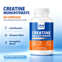 Capsules de créatine monohydrate, complément alimentaire pour adultes, soutien aux performances sportives, croissance musculaire, sans gluten, 60 unités, OEM ODM