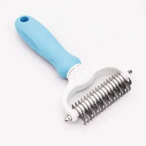 Possuir a patente Cat & Dog dupla face Dematting cabelo e Deshedding Undercoat Rake Comb Tool Pet Grooming Brush