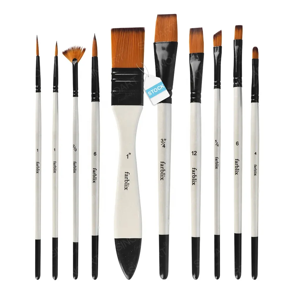 SINOART 10pcs/opp bag Nylon Hair Artist Paint Brush Set for Watercolor Brushes Super September promotion