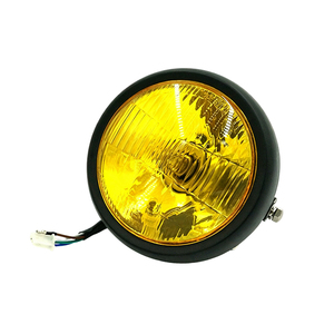 Phare rond rétro de 5 pouces pour moto CG125 GN125, phare avant vintage noir chromé, lentille transparente jaune - Product Image 1