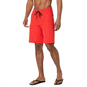 <b>Men's</b> <b>Red</b> Solid <b>Shorts</b> Drawstring Closure Quick Dry Casual Swimwear Woven Polyester <b>Shorts</b> - Product Image 1
