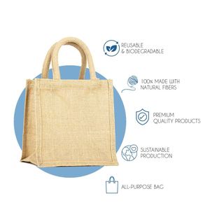 Customized Medium Jute Linen Tote Eco-Friendly Reusable Biodegradable Wedding Welcome Ceremony <b>Party</b> <b>Gift</b> <b>Bags</b> - Product Image 3