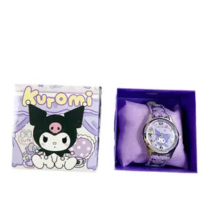 热销新产品动漫Sanrioes Kuromi旋律卡通盒儿童手表可爱pu皮革电子手表女孩手表