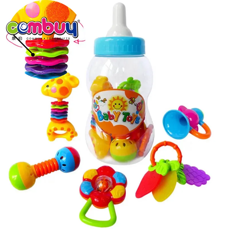 Vendita calda di plastica giocattolo di crepitio del bambino campana silicone baby massaggiagengive