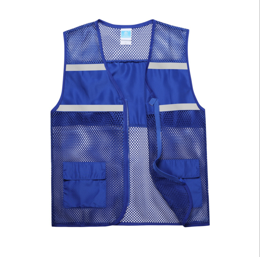 Мужская светоотражательная предупреждающая Униформа 100% полиэстер сетка быстросохнущая молния спецодежда жилет с карманами