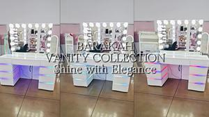 Tocador de Maquillaje Popular en Europa con Espejo Iluminado LED, Altavoz Bluetooth LED RGB y Gran Almacenamiento - Product Image 4