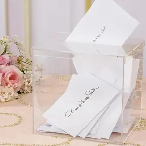 Scatola di carte di nozze in acrilico personalizzato con Slot Wedding Post Case bianco invito a nozze ricevimenti che desiderano bene porta soldi