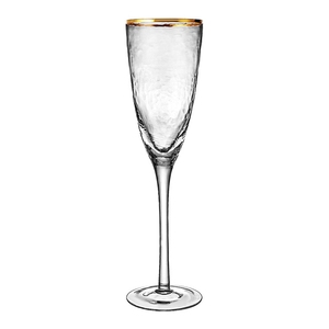 Verre à flûte à champagne de luxe 9oz cristal clair <span class=keywords><strong>tulipe</strong></span> grillage verres à champagne à bord doré - Product Image 1