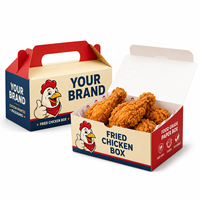 Boîte à emporter pour poulet frit et frites, style dossier, personnalisée, biodégradable, écologique, en papier recyclé, avec poignée, revêtement alimentaire, logo OEM