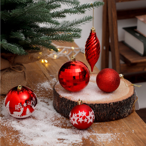 SHUANGYUAN Luxury Artificial Handpainted Plastic <strong>Christmas</strong> Baubles Set-Personalized Red <strong>Christmas</strong> <strong>Tree</strong> Ornaments Party Supplies - Product Image 3