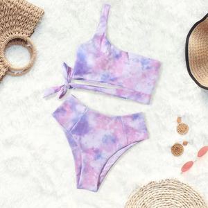 ชุดว่ายน้ำผ้าริบสำหรับผู้หญิง ชุดบิกินี่สองชิ้น สวมใส่สบายและระบายอากาศได้ดี ชุดว่ายน้ำสไตล์เอวสูง - Product Image 1