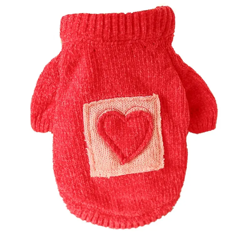 Xmas Dog Cat Sweater Teddy Cute Love Red Pet Jumper LOVE Clothes for Small Cats Dogs XS S M L XL