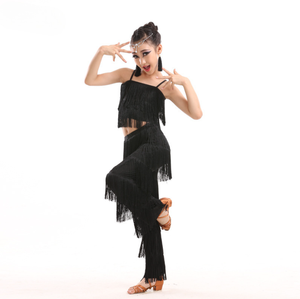 Conjunto de 2 Piezas SH704 <span class=keywords><strong>para</strong></span> Baile Latino, Top con Flecos de Spandex y Pantalones <span class=keywords><strong>para</strong></span> <span class=keywords><strong>Mujer</strong></span>, Ideal <span class=keywords><strong>para</strong></span> Rumba, <span class=keywords><strong>Tango</strong></span> y Salsa - Product Image 4