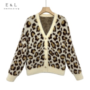 <span class=keywords><strong>Cardigan</strong></span> E&L OEM&ODM Autunno 2025 Nuovo in Morbido Nylon a <span class=keywords><strong>Pelo</strong></span> Lungo Stile Leopardato Casual <span class=keywords><strong>con</strong></span> Bottoni di Tendenza e Più Venduto - Product Image 1