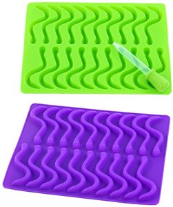 Gran oferta, molde de gusanos de goma de silicona de grado alimenticio, Forma cuadrada con cuentagotas para hacer caramelos de goma - Product Image 1