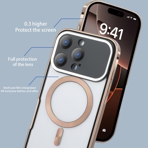 Coque magnétique transparente en gros pour iPhone 17 15 16 Pro Max Plus avec protection d'écran HD et cadre métallique en aluminium antichoc - Product Image 3