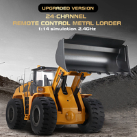 Cargadora de Ruedas a Control Remoto Escala 1/14, Vehículo de Construcción de 24 Canales, Tractor de Construcción, Juguete Bulldozer Metálico 2.4G, Huina 1583