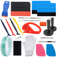 Kit d'outils pour covering automobile : Couteau utilitaire, Couteau de découpe de film, Raclette en feutre, Grattoir de découpe de ligne, Gants pour l'installation de PPF et de vinyle