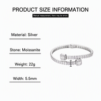 Bracelets et Joncs en Cristal de Glace, Joncs en Moissanite VVS Taille Baguette, Bijoux en Or Blanc et Argent Sterling 925 pour Hommes