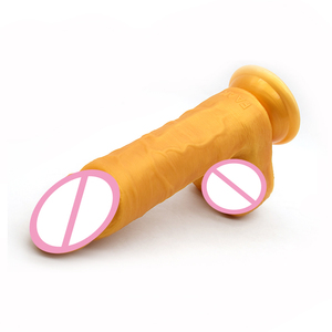 FAAK-G110 Siliconen Simulatie Penis Vrouwelijke Masturbatie Apparaat Paar Seksspeeltjes Handmatige Massage Faak Seksspeeltje Goudkleurige Dildo - Product Image 5