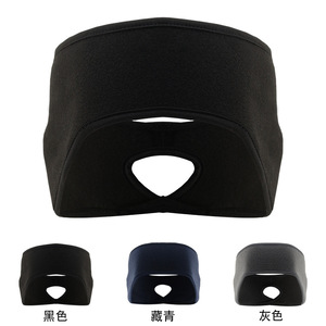 Fleece <b>Headband</b> With Ear Flaps Windproof Warm For Running Cycling Winter Sports Adult <b>Black</b> - Product Image 1