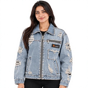 Veste en jean tendance pour femme, vente en gros, sur mesure, coupe oversize, style vintage, décontractée, en coton, par le fabricant - Product Image 1