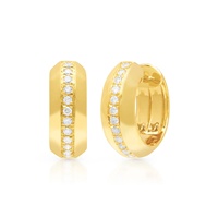 LOZRUNVE 2014 Nuevo diseño Hallazgos de joyería de moda 14K Oro Minimalista Chunky Line Diamond Huggie Pendiente