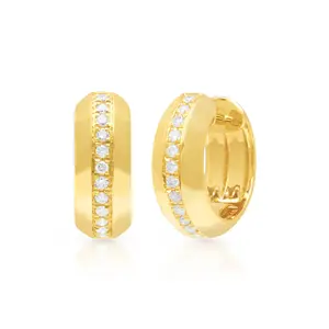LOZRUNVE 2014 nuovi gioielli di moda di Design 14k oro minimalista grosso linea di diamanti Huggie orecchino