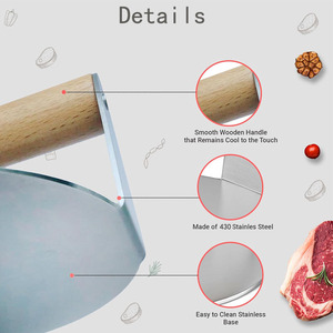 Alat Penekan <span class=keywords><strong>Burger</strong></span> Smash Baja Anti Karat dengan Gagang Kayu Anti Panas Ramah Lingkungan untuk BBQ dan Penggunaan Dapur Rumah - Product Image 3