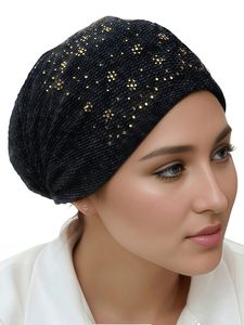 Women's Hair Care Products Islamic Mesh Fabric Breathable Eco-Friendly Milk Silk Muslim Headscarf Beaded Woven Scarf Elastic Hat - Product Image 5