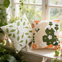 Housse de coussin personnalisée brodée en jacquard à motif lapin pour Pâques, pour canapé, chaise de bureau, maison