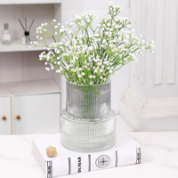 Gerippte Glasvase Große Glasvase für Blumen Geriffelte Glasvasen Klare Glasvasen für Wohnzimmer Büro Esstisch Blumenvase