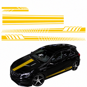 Adesivo de Faixa Esportiva Vermelha para Capô e Porta Lateral de Carro: Conjunto de Adesivos Gráficos Geométricos em Vinil, Resistente à Água e Raios UV para Exterior - Product Image 3