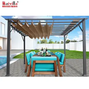 Gazebo — Pergola d'extérieur moderne en Aluminium, bâche de toit, Pergola pour pare-soleil