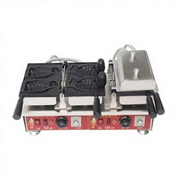Machine à gaufres Taiyaki en acier inoxydable de qualité commerciale, température réglable, chauffage électrique, revêtement antiadhésif, 4 gaufres par fois