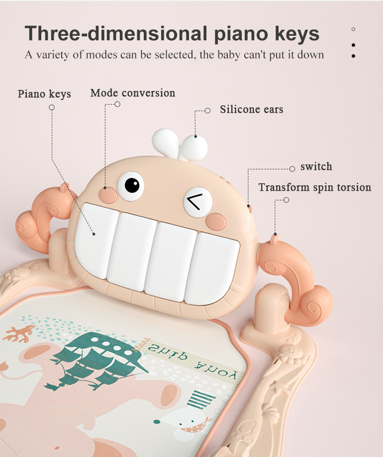 Soft infant fitness rack activity musical pedal keyboard piano gym play mat sleeping portable baby toy