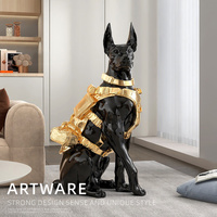 Nouvelle sculpture de Dobermann en résine, artisanat, ornements de sol, porche, salon, meubles, décoration de luxe pour la maison, cadeaux de bureau