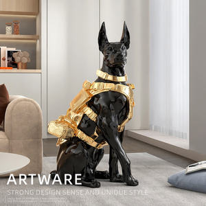 Nueva Escultura de Dóberman, Artesanía de Resina, Adornos para el Suelo, Porche, Sala de Estar, Muebles, Decoración de Lujo para el Hogar, Regalos de Oficina - Product Image 2